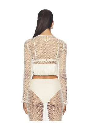 PatBO Crochet Bloom Top in Beige. Size 10. Also in 0, 2, 4, 6.