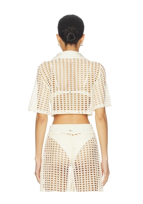 PatBO Selene Mesh Shirt in Cream. Size M. Also in S.