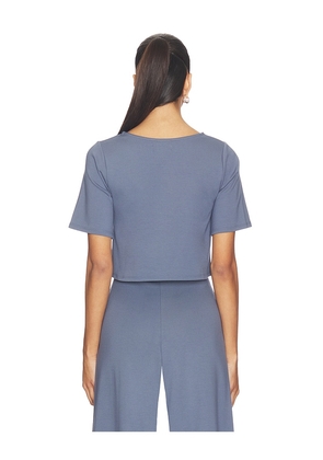 Ripley Rader Ponte Knit Short Sleeve Top in Slate. Size L. Also in S, XS, M.