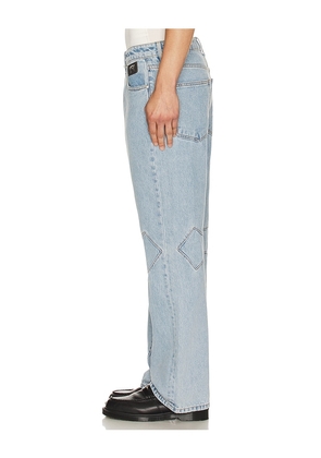 Revenge Cross Denim Pant in Blue. Size 32. Also in 34, 36.