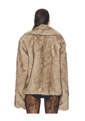 SNDYS Leila Faux Fur Jacket in Tan. Size M. Also in XS, XXS.