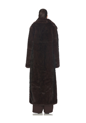 SNDYS Leila Faux Fur Coat in Chocolate. Size L. Also in XS, S.