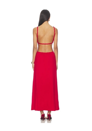 SEVEN WONDERS Myla Braided Cut Out Maxi Dress in Red. Size L. Also in S, XS, M, XL.