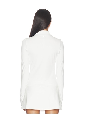 Splits59 Stevie Active Rib Half Zip Waist Length Top in White. Size M. Also in S, XS, L, XL.