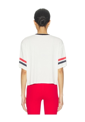 Splits59 Rex Varsity Jersey V-neck Top in White. Size M. Also in S.