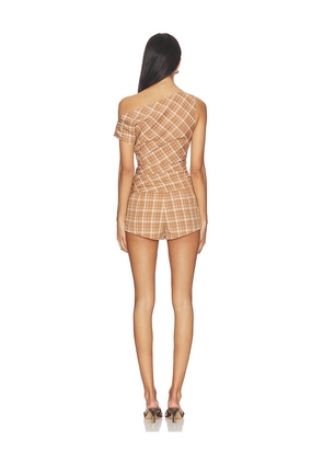 superdown Torie Short Set in Brown. Size M. Also in S, XL.