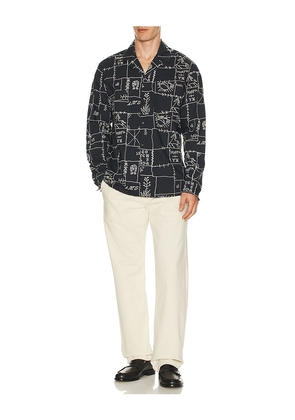 Scotch & Soda Allover Embroidered Shirt in Navy. Size M. Also in S.