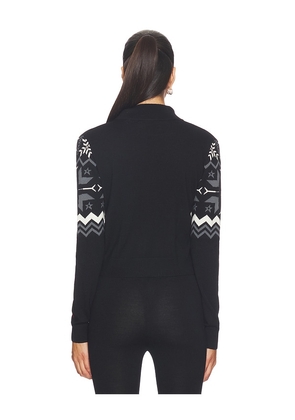 Perfect Moment Nordic Merino Wool Half-zip Sweater in Black,Dark Grey. Size M. Also in XS, L, XL.