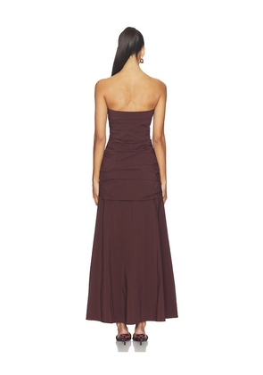 St. Agni Gathered Strapless Longline Dress in Chocolate. Size M. Also in S, XL.