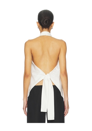 St. Agni Oxford Halter Tie Back Top in White. Size M. Also in L.