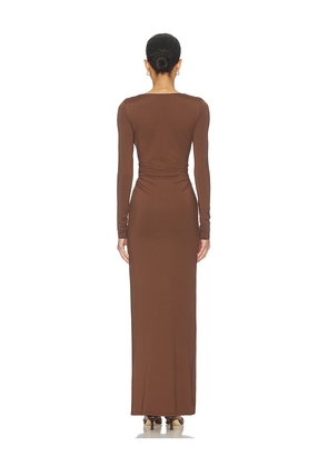 SNDYS Ashley Scoop Neck Maxi Dress in Brown. Size M. Also in L, S, XL, XS, XXS.