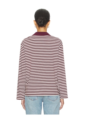 SNDYS Banks Polo Top in Burgundy,White. Size M. Also in L, S, XL, XS.