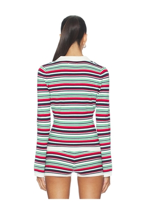 SEVEN WONDERS Xyla Collared Long Sleeve Knit Top in Green. Size M. Also in S, XS, L, XL.