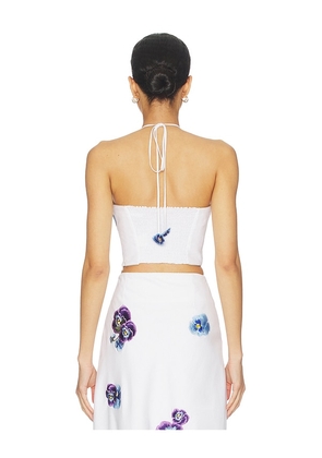 Rosewater House Pansy Bustier in White. Size XS/S. Also in M/L.