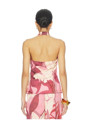SEVEN WONDERS Kaeli Tie Front Halter Top in Blush. Size M. Also in S, XS, L, XL.