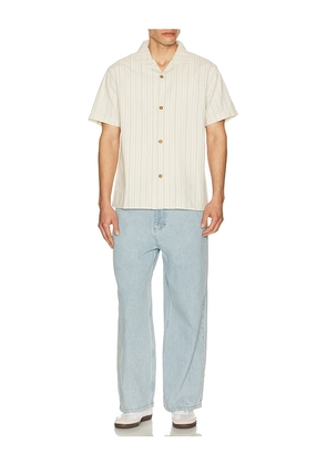 Rhythm Vacation Stripe Shirt in White. Size M. Also in S.