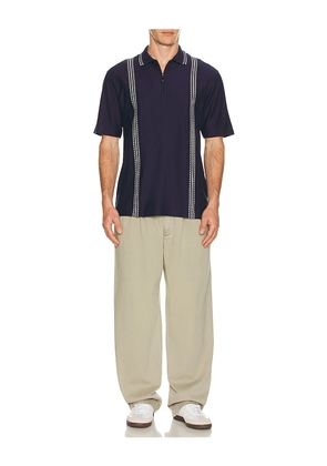 Palmes Panel Zip Polo in Navy. Size M. Also in S, L, XL/1X.
