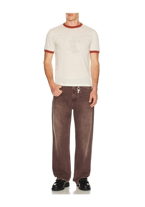 Palmes Celebrazione Ringer Tee in White. Size M. Also in L.
