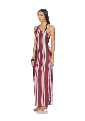 SNDYS Sherri Asymmetrical Maxi Dress in Chocolate,Red. Size M. Also in S, XXS, XS, XL.