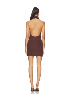 SNDYS Sonia High Neck Mini Dress in Chocolate. Size M. Also in S, L, XXL.