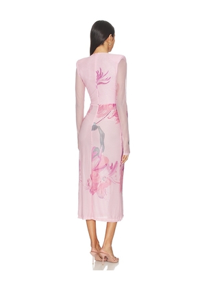 PatBO Honey Flower Tulle Midi Dress in Pink. Size 2. Also in 0, 4.