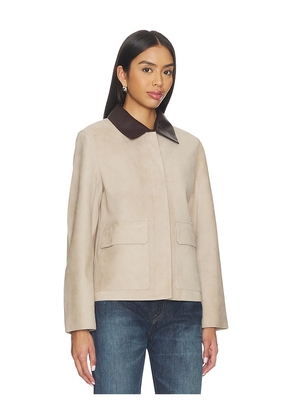 Theory Patch Boxy Jacket in Tan. Size L. Also in S, XS, M.