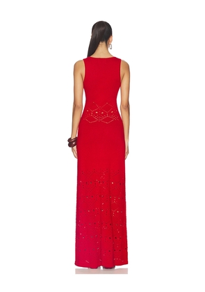 SEVEN WONDERS Milah V-neck Knit Maxi Dress in Red. Size M. Also in XS, S.