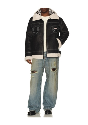 True Religion Sherpa Faux Leather Jacket in Black. Size S. Also in XL/1X.