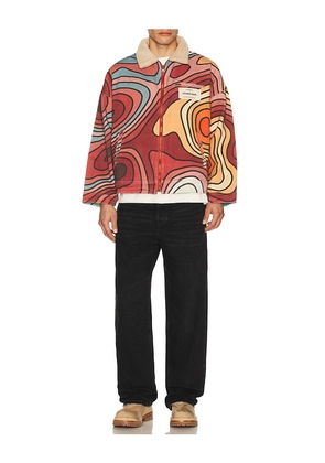 Ryoko Rain Reversible 70s Work Jacket in Red. Size L. Also in M, XL/1X.