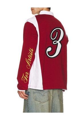 Ryoko Rain Rugby Long Sleeve Polo in Red. Size M. Also in L.