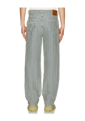 Ryoko Rain Seigaiha Jacquard Denim Jeans in Blue. Size 32. Also in 34.