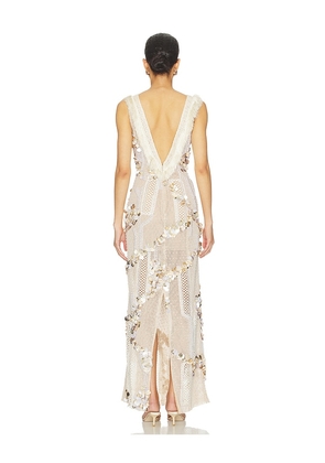 PatBO Seashell Embroidery Gown in Beige. Size 4. Also in 0, 2.