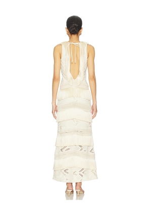 PatBO Lycra Mesh Maxi Dress in Beige. Size S. Also in L.