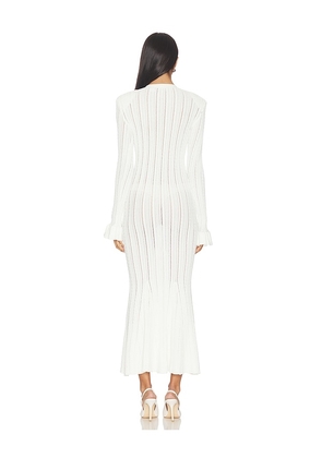 self-portrait White Pointelle Knit Midi Dress in White. Size M. Also in S, L, XL.