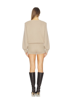 SEROYA Sable Knit Romper in Tan. Size S. Also in L, M, XL, XS.