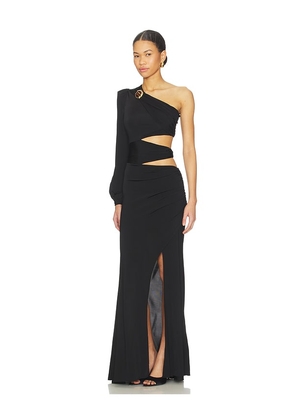 PatBO Moonlit Jersey One Sleeve Gown in Black. Size 10. Also in 0, 2, 4, 6, 8.