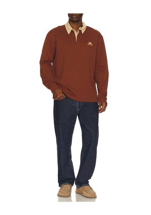 Rhythm Heritage Bloom Rugby Polo in Brown. Size M. Also in S, L, XL/1X.