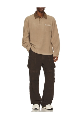 Rhythm Ladder Polar Fleece Polo in Brown. Size M. Also in S, L.
