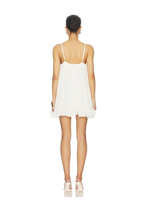Runaway The Label Kristia Flounce Ruffle Mini Dress in Cream. Size L. Also in M, S, XL, XXL.