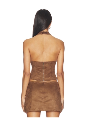Runaway The Label Kitty V-neck Halter Top in Chocolate. Size L. Also in S, M, XL, XXL.