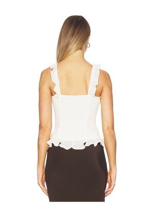 Runaway The Label Alexina Sleeveless Ruffle Top in White. Size L. Also in M, XXL.