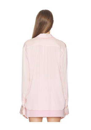 SRG Odette Silk Button Down Shirt in Blush,White. Size L. Also in M, XL.