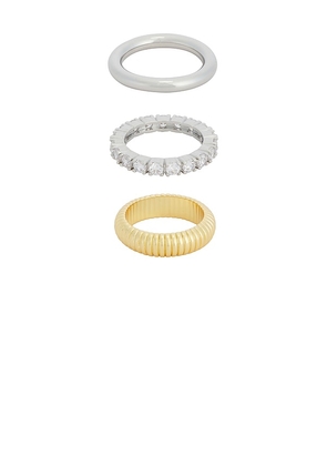 SHASHI Roux Ring Set in Metallic Silver,Metallic Gold. Size 6. Also in 7, 8.