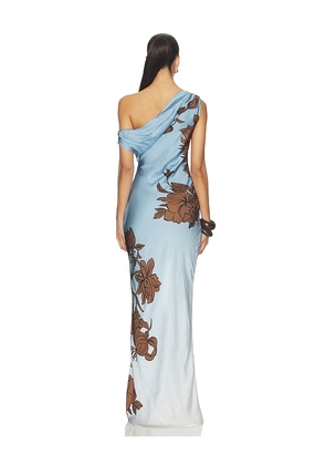 ROCOCO SAND One Shoulder Maxi Dress in Blue. Size M. Also in XXS, XS, S, L.