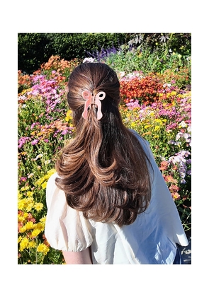 Solar Eclipse Hand-Painted Coquette Bow Claw Hair Clip in Coral.