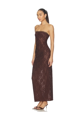 superdown Sonnet Cutout Maxi Dress in Brown. Size L. Also in S, M, XL.