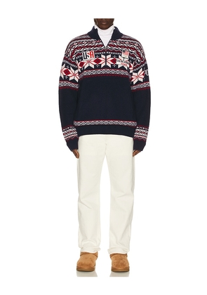 Polo Ralph Lauren Winter Olympics Pullover Sweater in Blue. Size XL/1X. Also in L, XXL/2X.