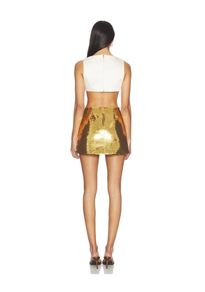 retrofete Zevy Dress in Cream,Metallic Gold. Size L. Also in S, XL.