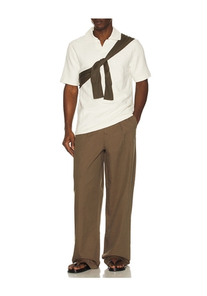 SAMSOE SAMSOE Samac V-Neck Polo in Cream. Size M. Also in S, XL/1X, XXL/2X.