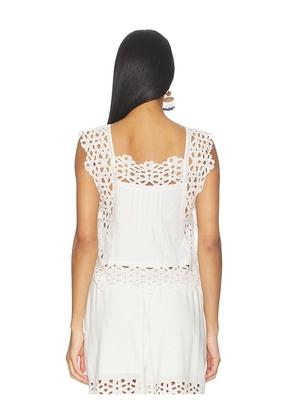 Sea Leila Eyelet Sleeveless Top in White. Size M. Also in XS, L, XL.